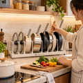 Adjustable Cookware Organizer - Keep pots, pans and lids standing where you can actually reach them.