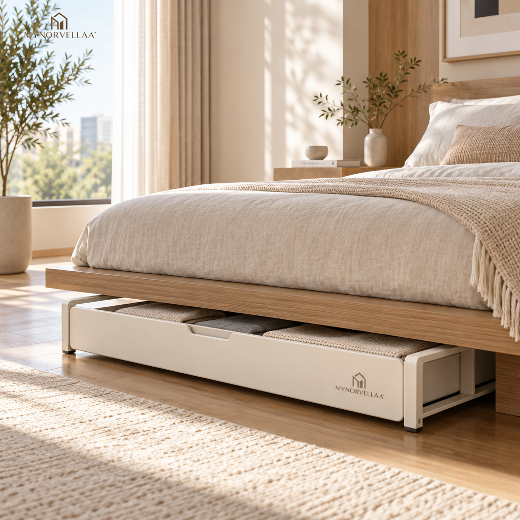 MYNORVELLAA™ Under-Bed Pull-Out Storage System - Use the space under the bed without making it difficult to use.