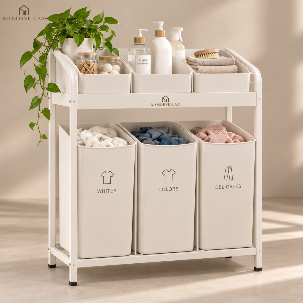 MYNORVELLAA™ Laundry Sort & Supply Organizer - Sort the load before laundry day begins.