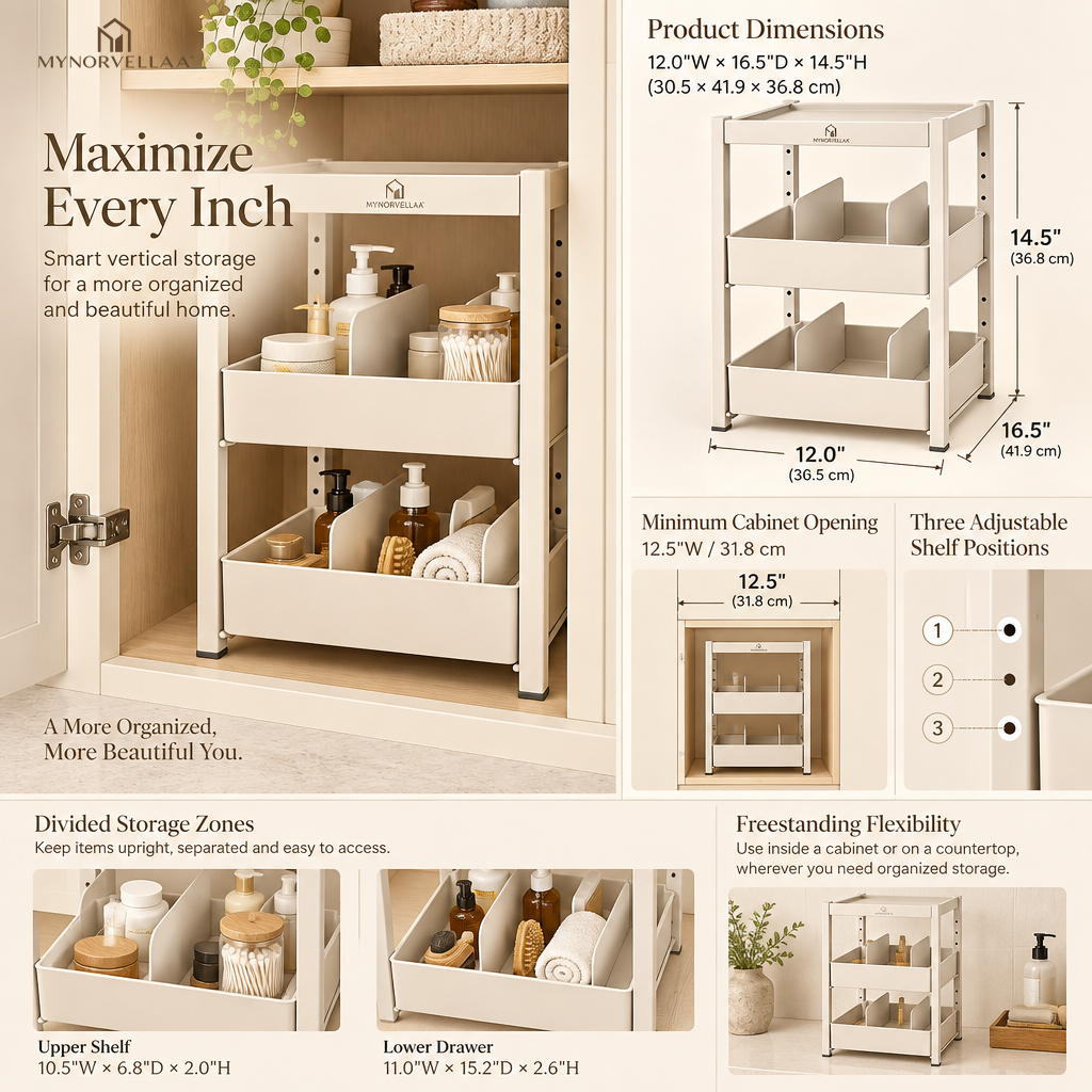 MYNORVELLAA™ Freestanding Under-Sink Drawer System - Make the space under your sink easier to see, reach and keep in order.