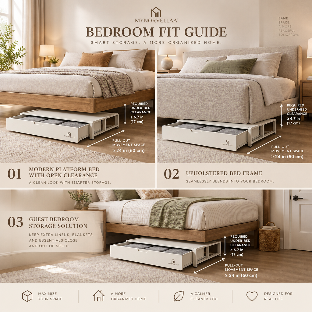 MYNORVELLAA™ Under-Bed Pull-Out Storage System - Use the space under the bed without making it difficult to use.