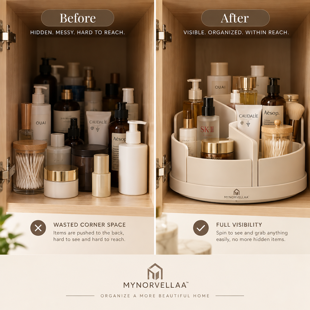 MYNORVELLAA™ Modular Turntable Organizer - Turn the shelf instead of reaching to the back of it.