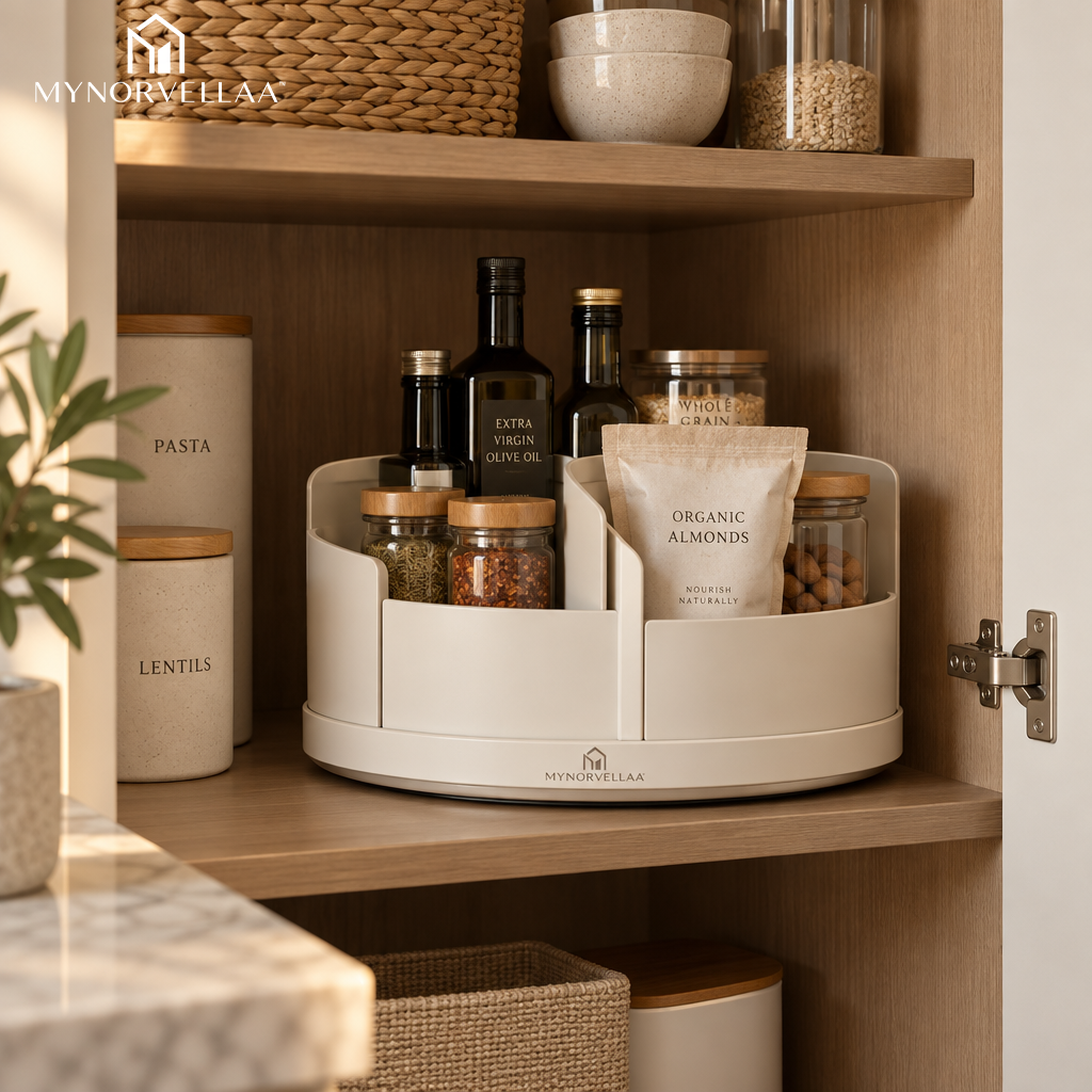 MYNORVELLAA™ Modular Turntable Organizer - Turn the shelf instead of reaching to the back of it.