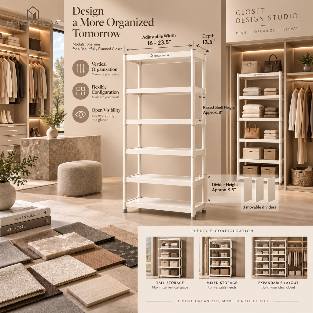 MYNORVELLAA™ Modular Closet Shelf Organizer - Give folded clothes enough structure to stay folded.