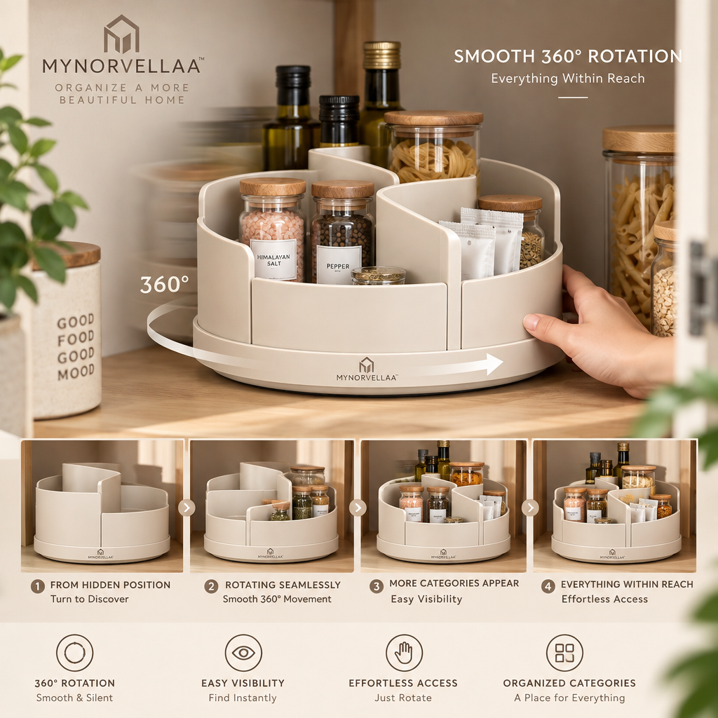 MYNORVELLAA™ Modular Turntable Organizer - Turn the shelf instead of reaching to the back of it.