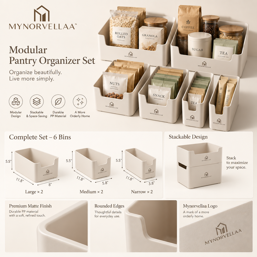 MYNORVELLAA™ Modular Pantry Organizer Set - Give the pantry categories you can actually keep up with.