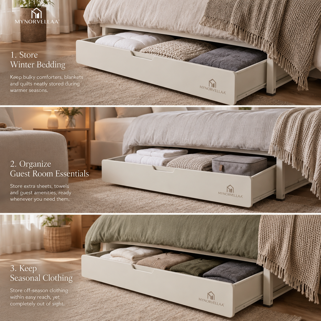 MYNORVELLAA™ Under-Bed Pull-Out Storage System - Use the space under the bed without making it difficult to use.